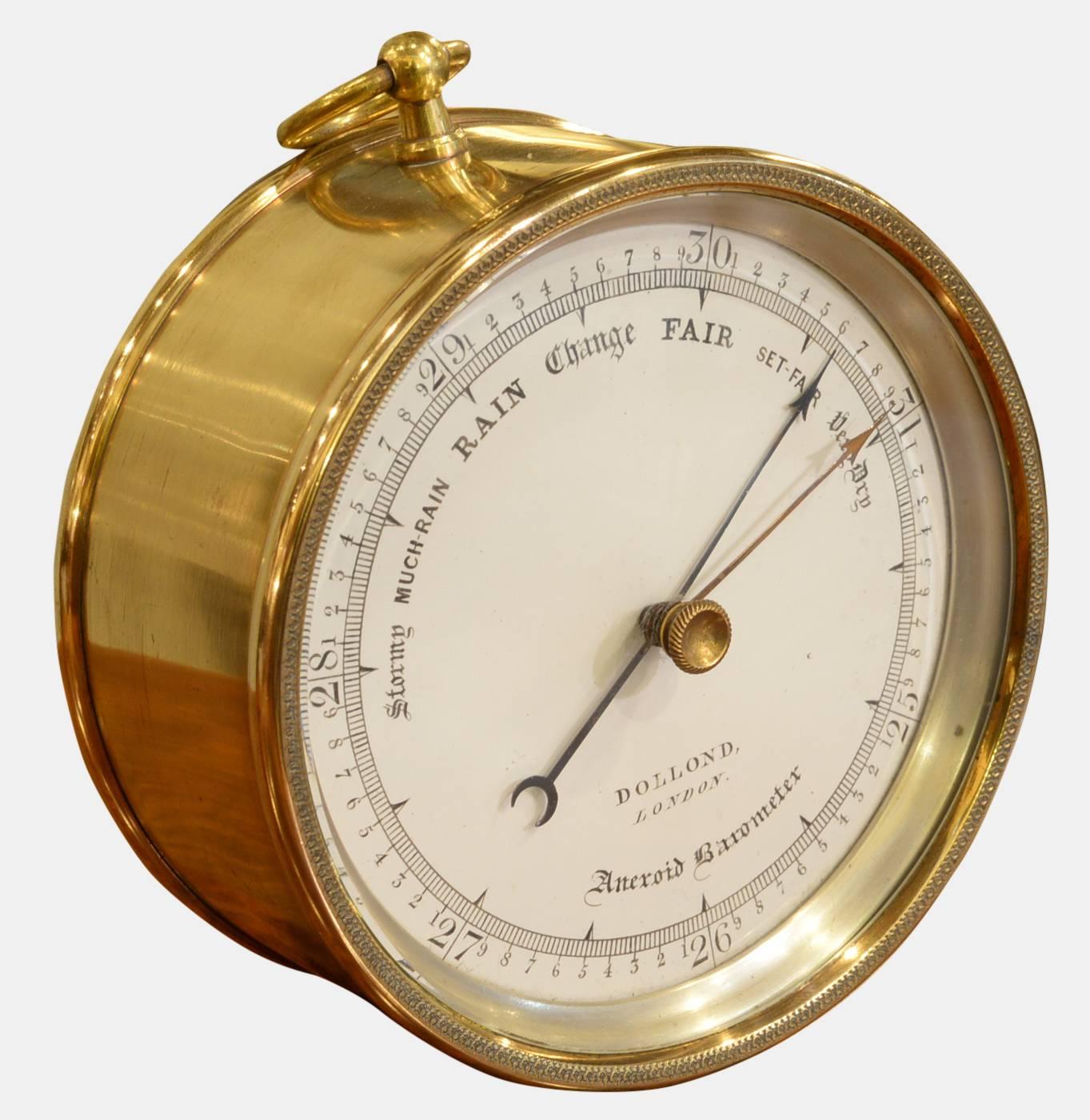 19th Century Victorian Vidie Style Brass Cased Aneroid Barometer