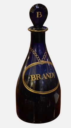 Georgian Bristol Blue Glass Brandy Decanter