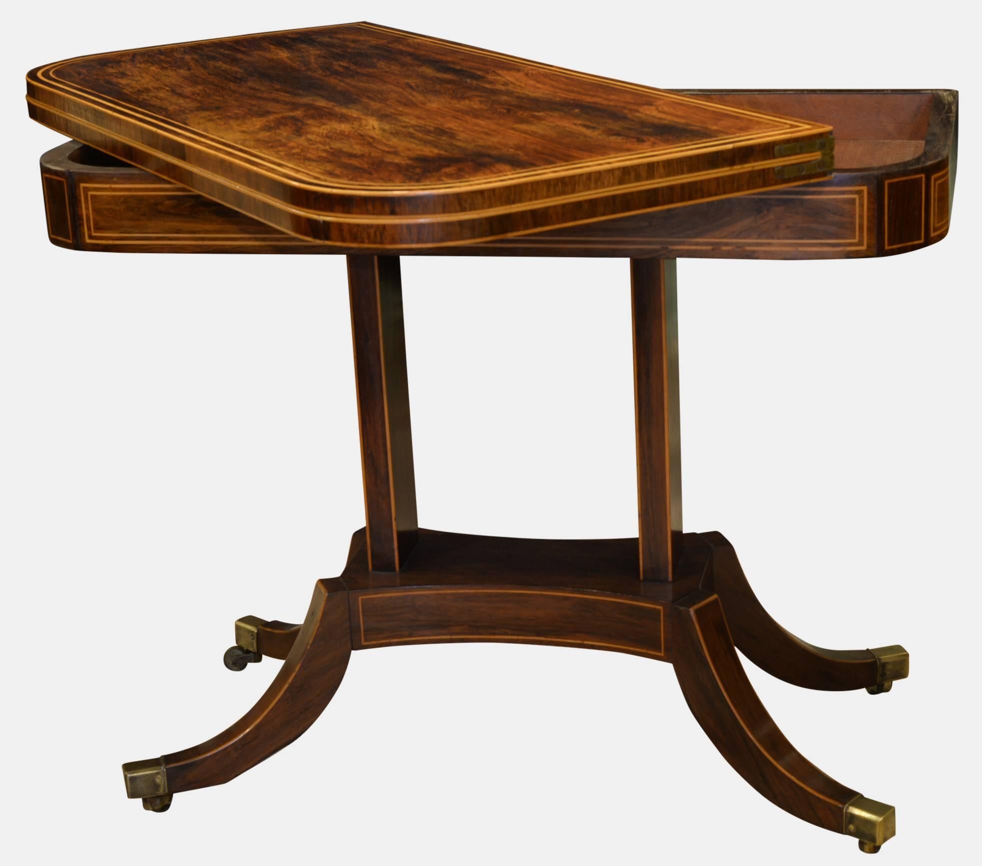 George III card table. Coromandel and boxwood inlay.