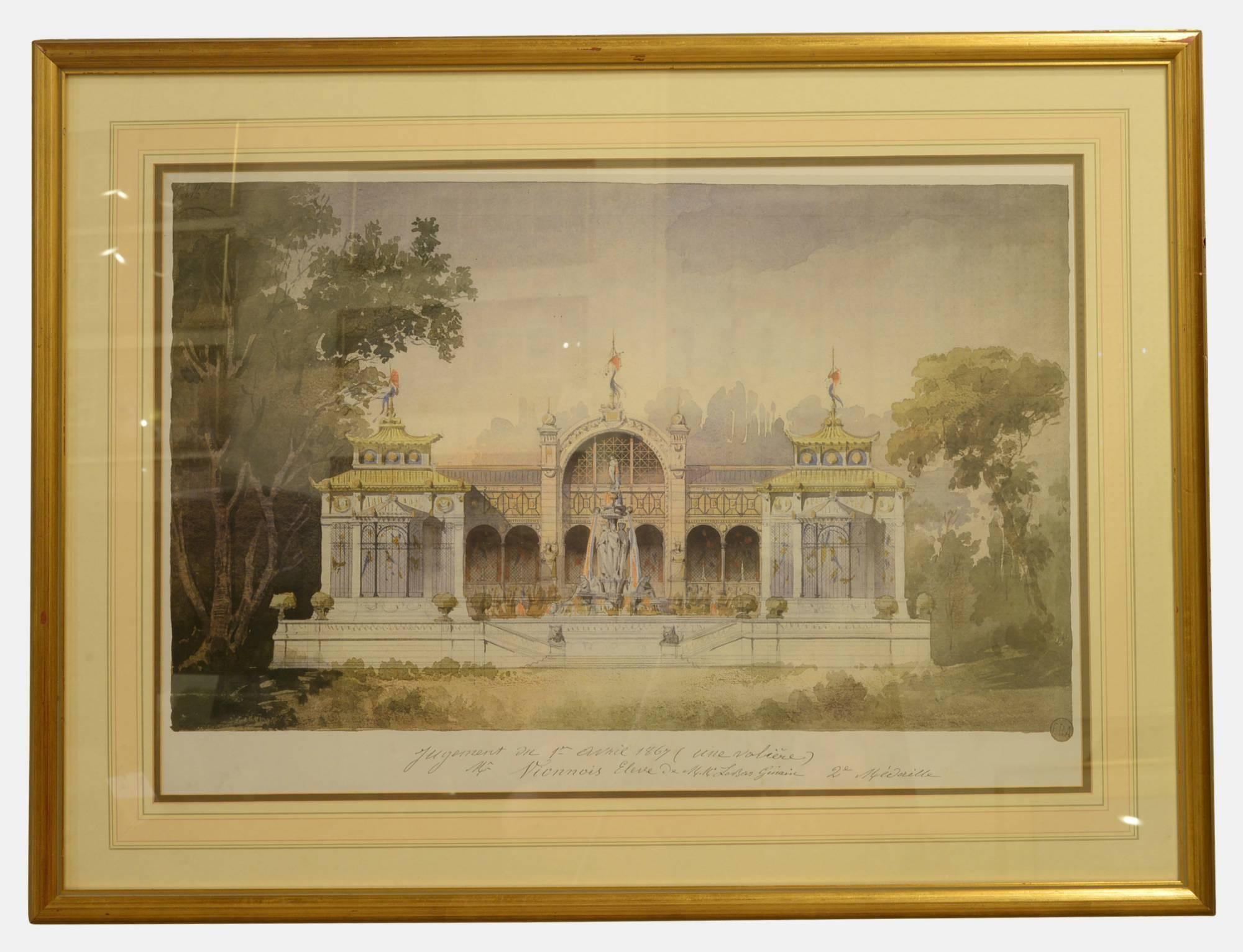 Pair of Large Framed Architectural Prints In Excellent Condition In Salisbury, GB