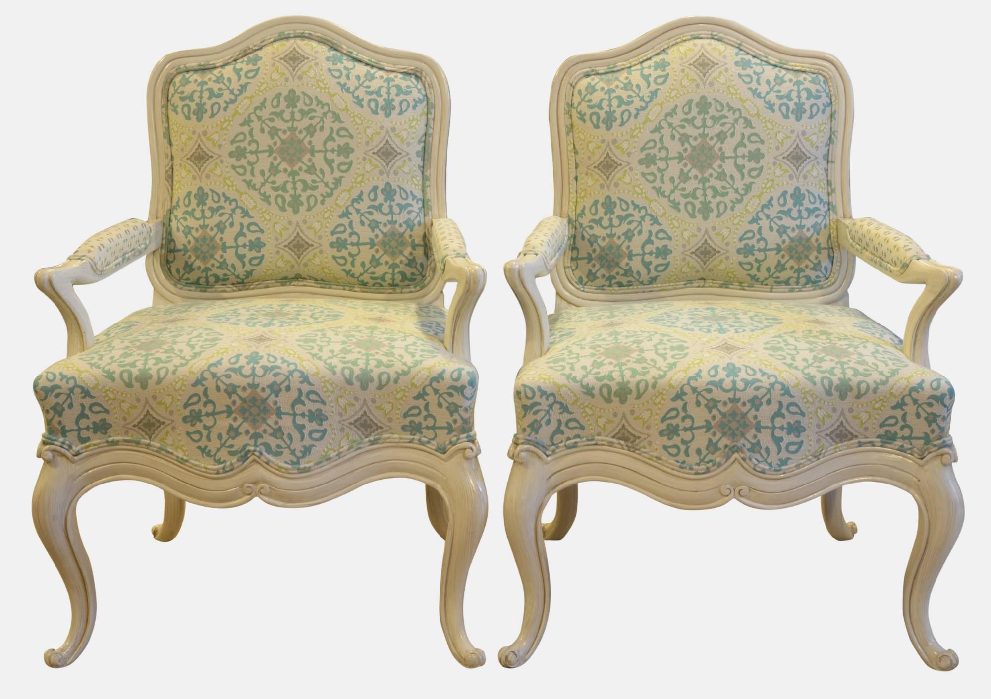 A pair of 20th century painted armchairs.

£675 each or £1250 for the pair.
 
