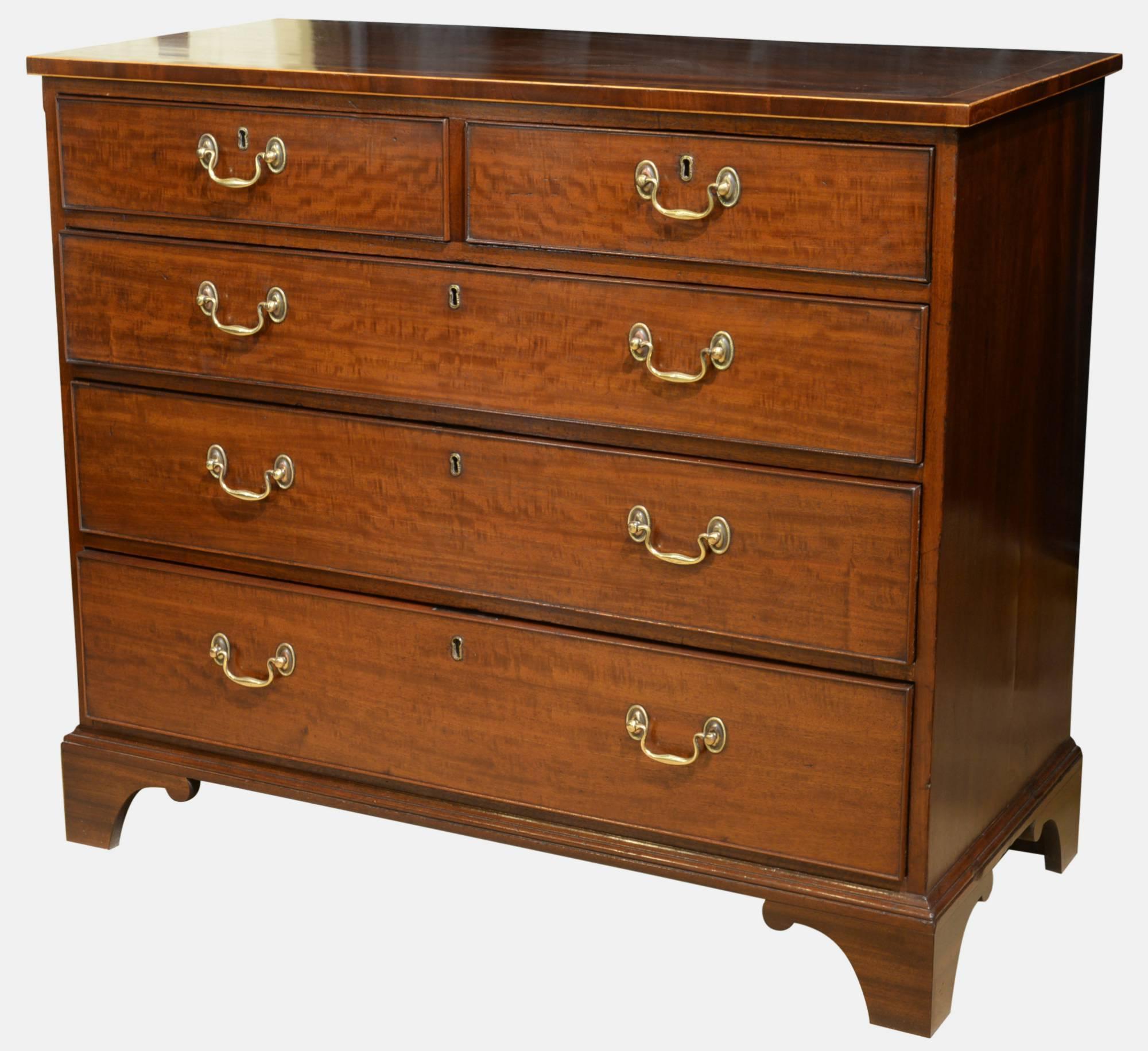 Fine quality mahogany 18th century chest with oak linings and original handles,

circa 1780.