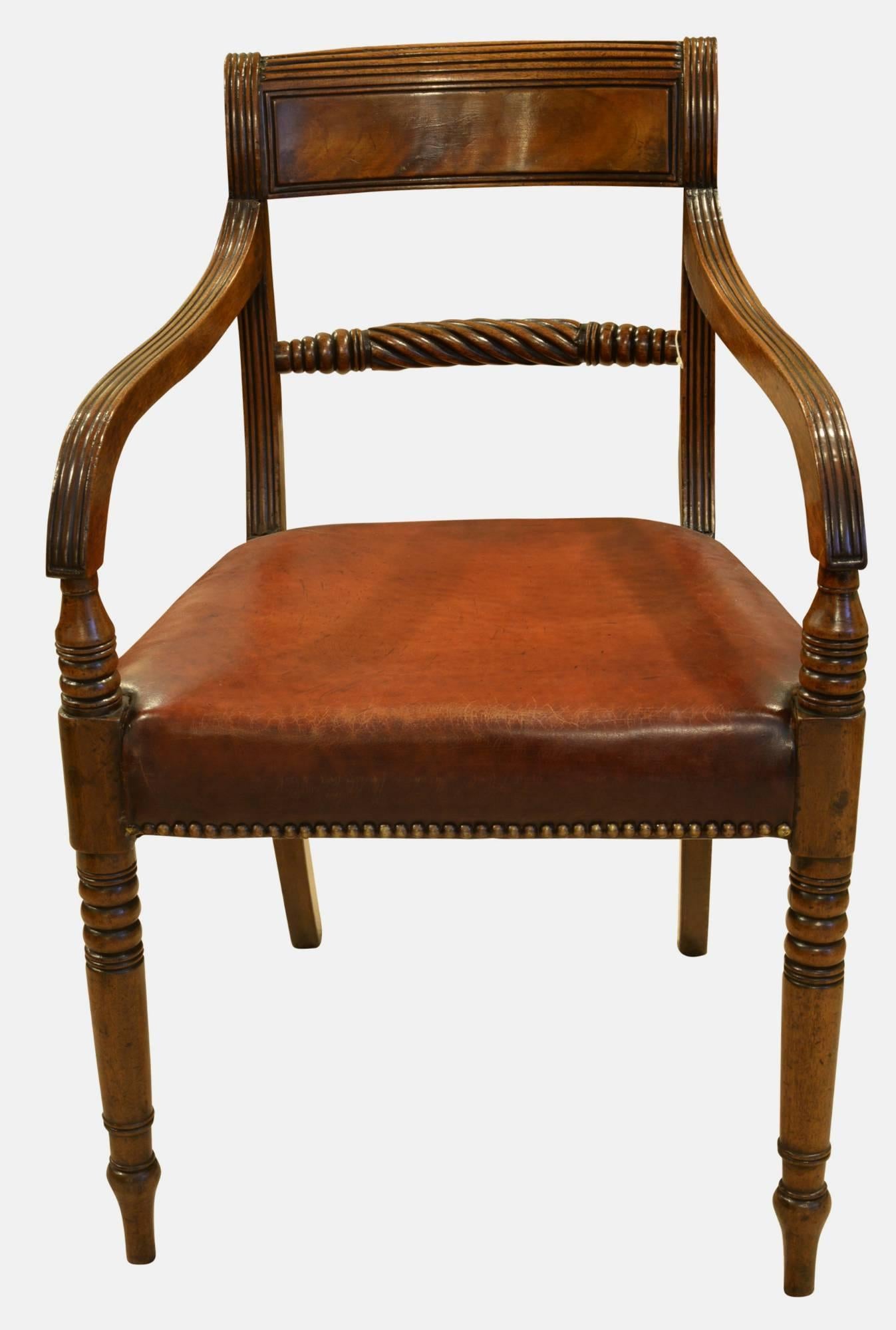 Regency Mahogany Desk Chair In Excellent Condition In Salisbury, GB