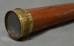 Large Leather Bound Brass Four-Draw Telescope