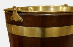 Oval Brass Bound Mahogany Peat Bucket