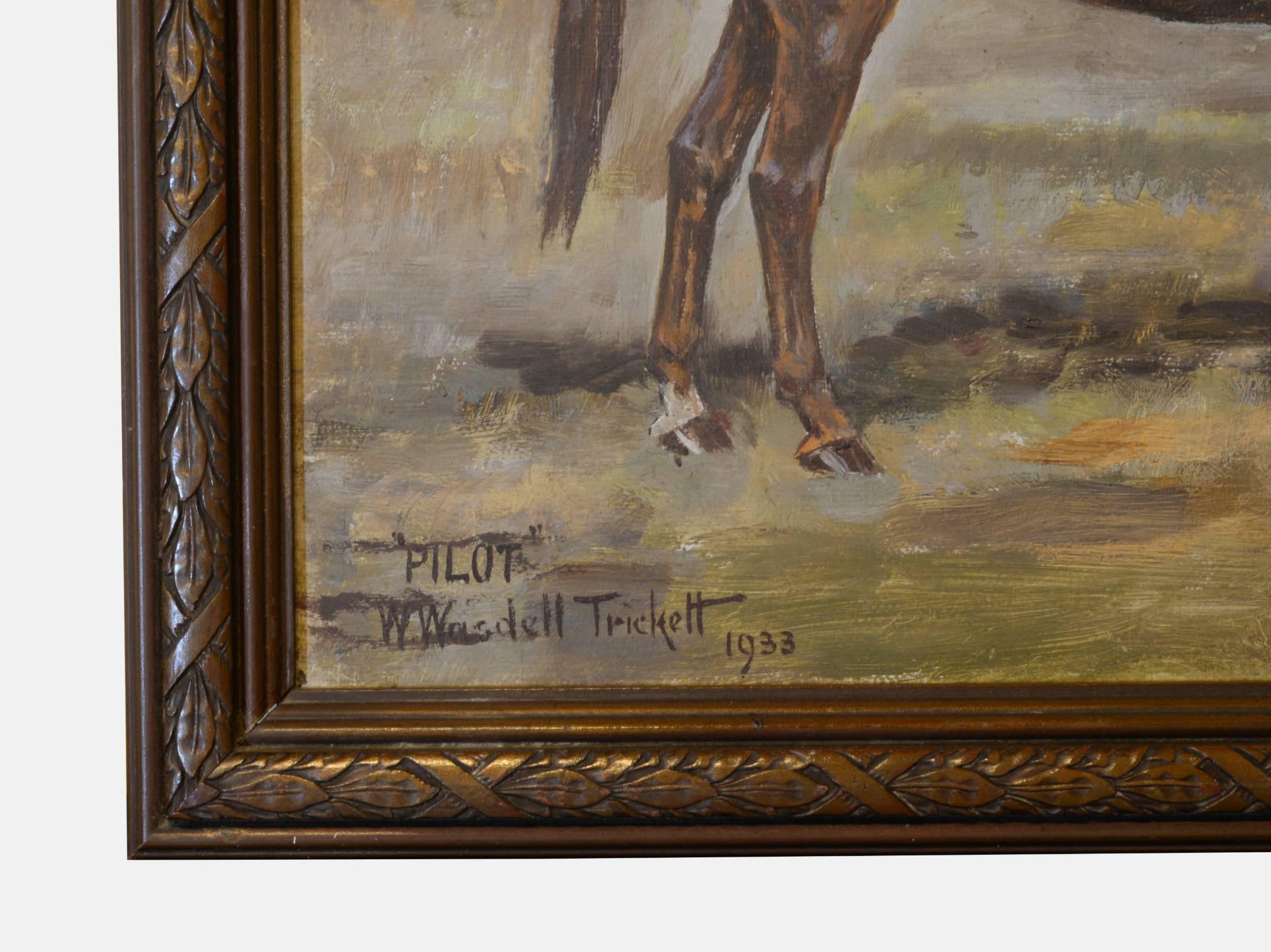 20th Century Oil on Canvas Equestrian Painting 'Pilot' For Sale