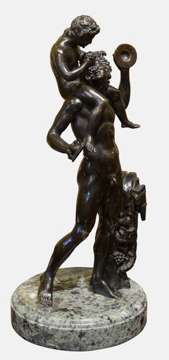 Grand Tour Bronze of 'Satyr with the Infant Bacchus'