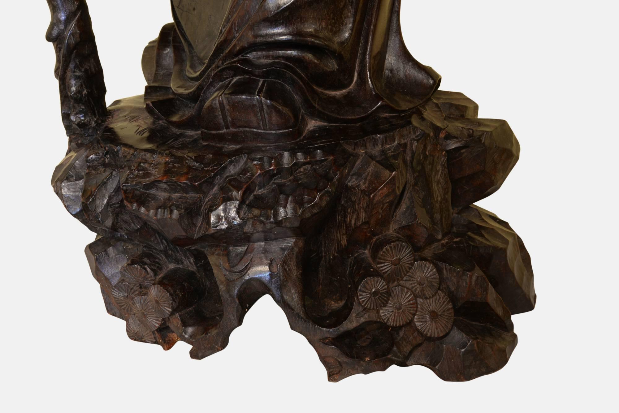 20th Century Chinese Hardwood Carved Immortal For Sale