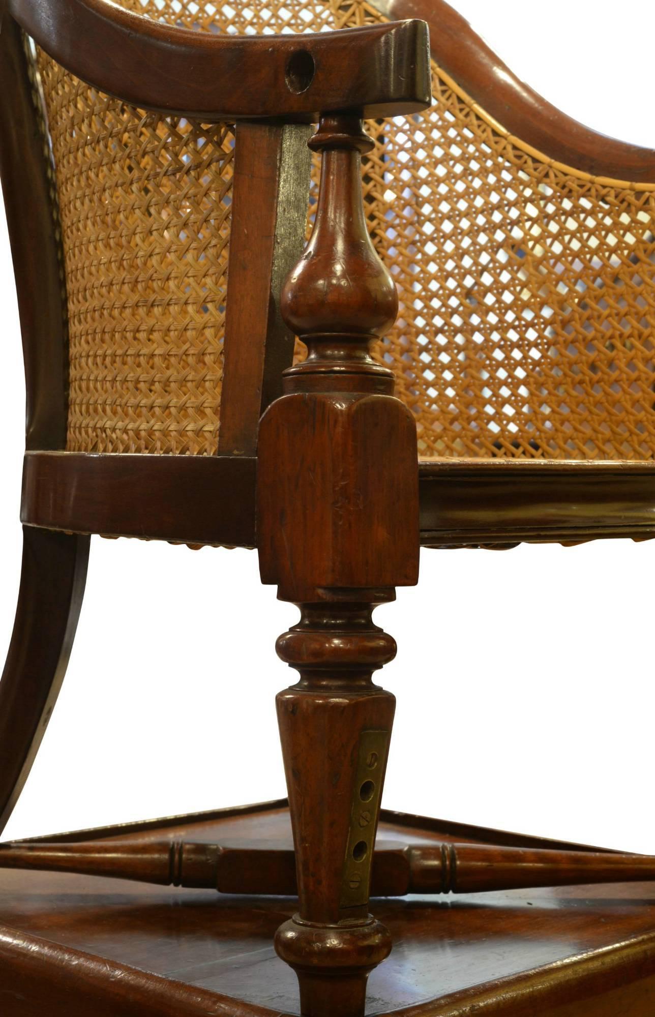 19th Century William IV Childs Mahogany Bergere High Chair For Sale