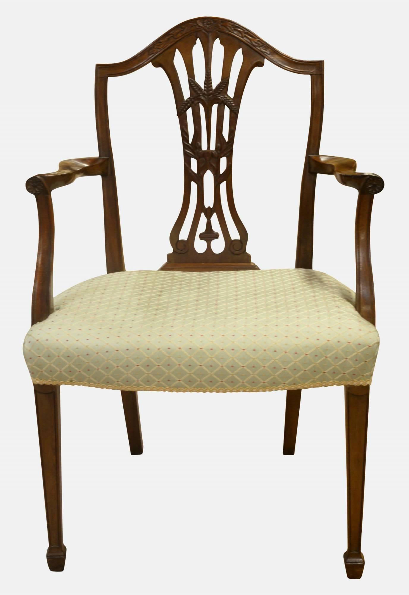 A mahogany Hepplewhite period carver chair,

circa 1780.