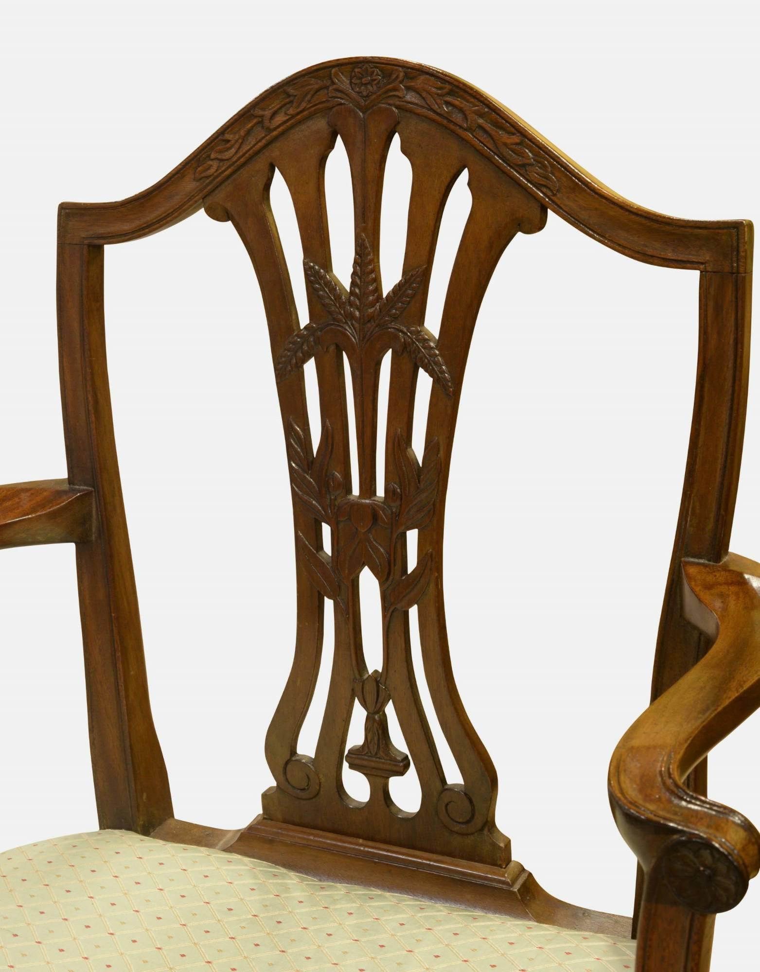 18th Century Mahogany Hepplewhite Period Carver Chair