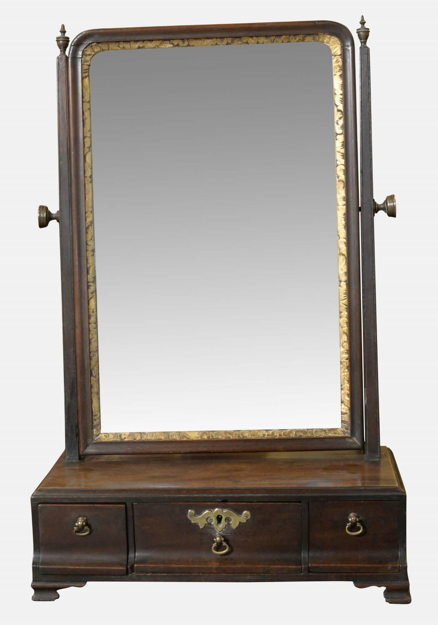 Mid-18th century mahogany and gilt framed toilet mirror.