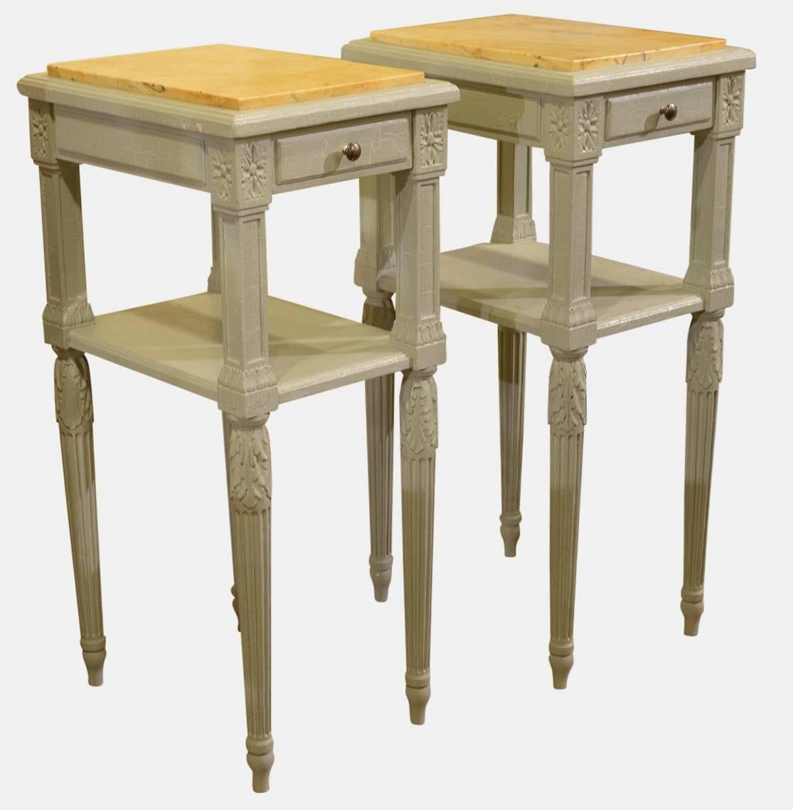 Pair of French Louis XVI Style Painted Nightstands In Excellent Condition In Salisbury, GB