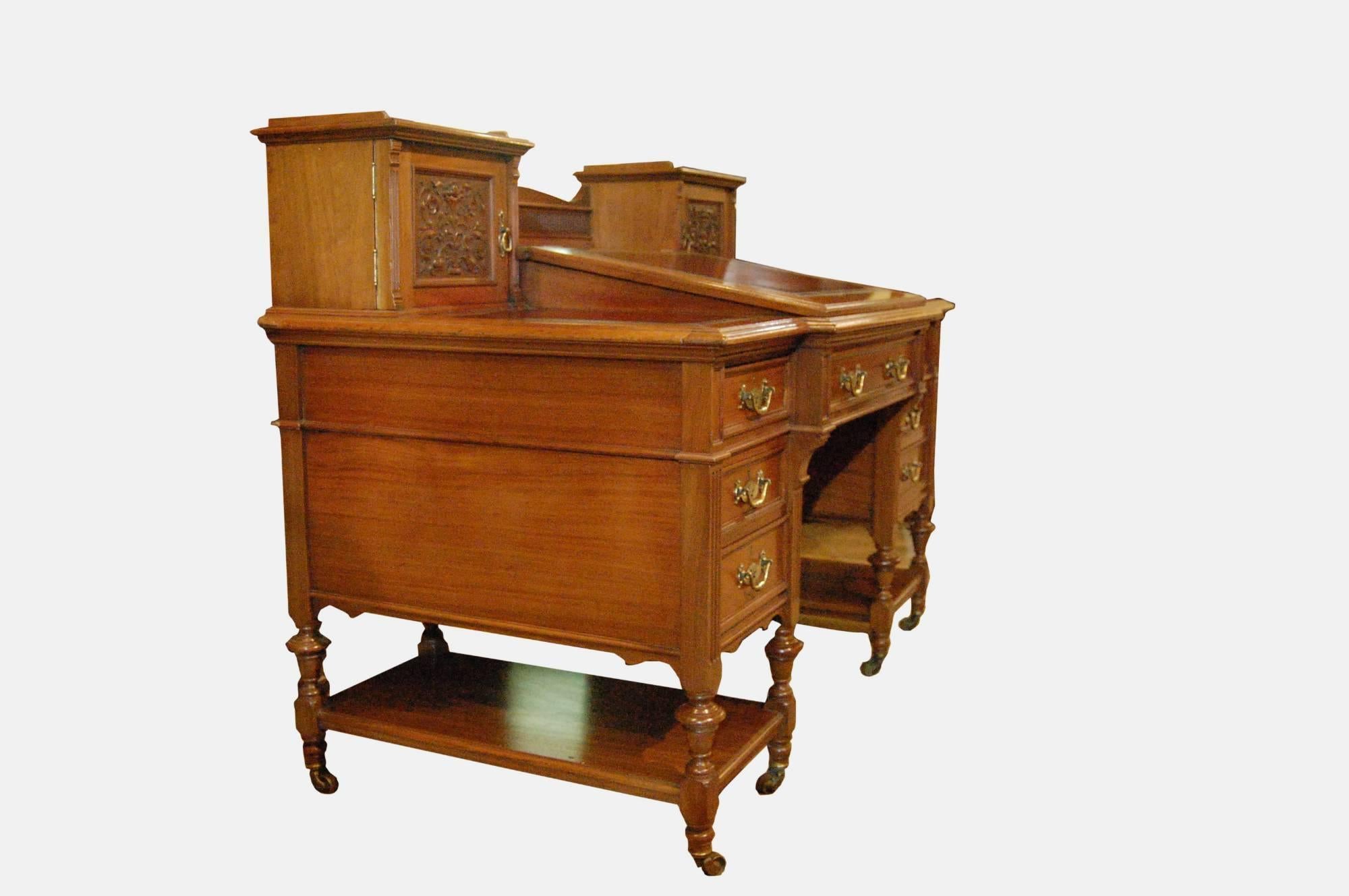 19th Century Walnut Register Desk by Maple & Co, circa 1880 For Sale