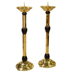 Pair of Lacquered Brass Candlesticks