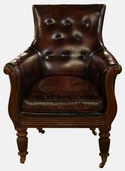 Regency Buttoned Hide Armchair in Oxblood