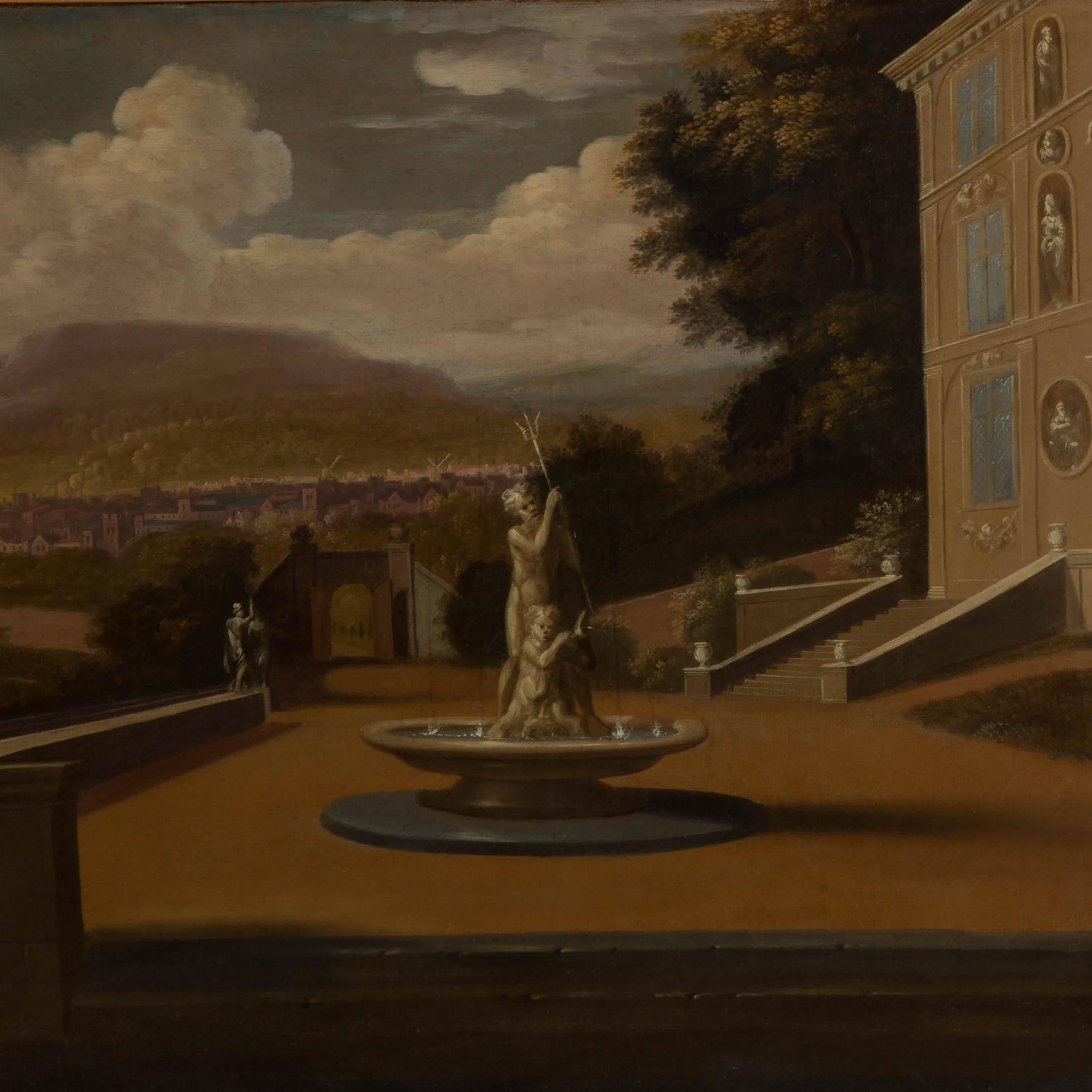 Late 17th Century Palace Courtyard Painting