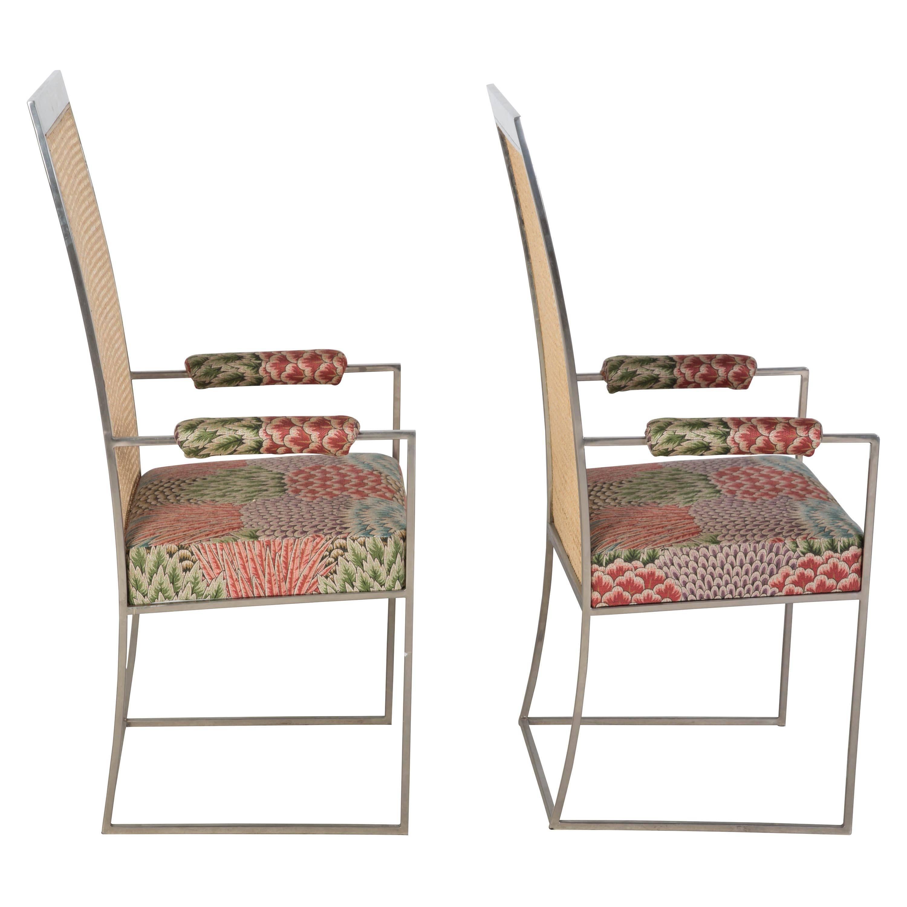 A pair of high backed side chairs by Milo Baughman, circa 1970s. Seat depth 43 cm.