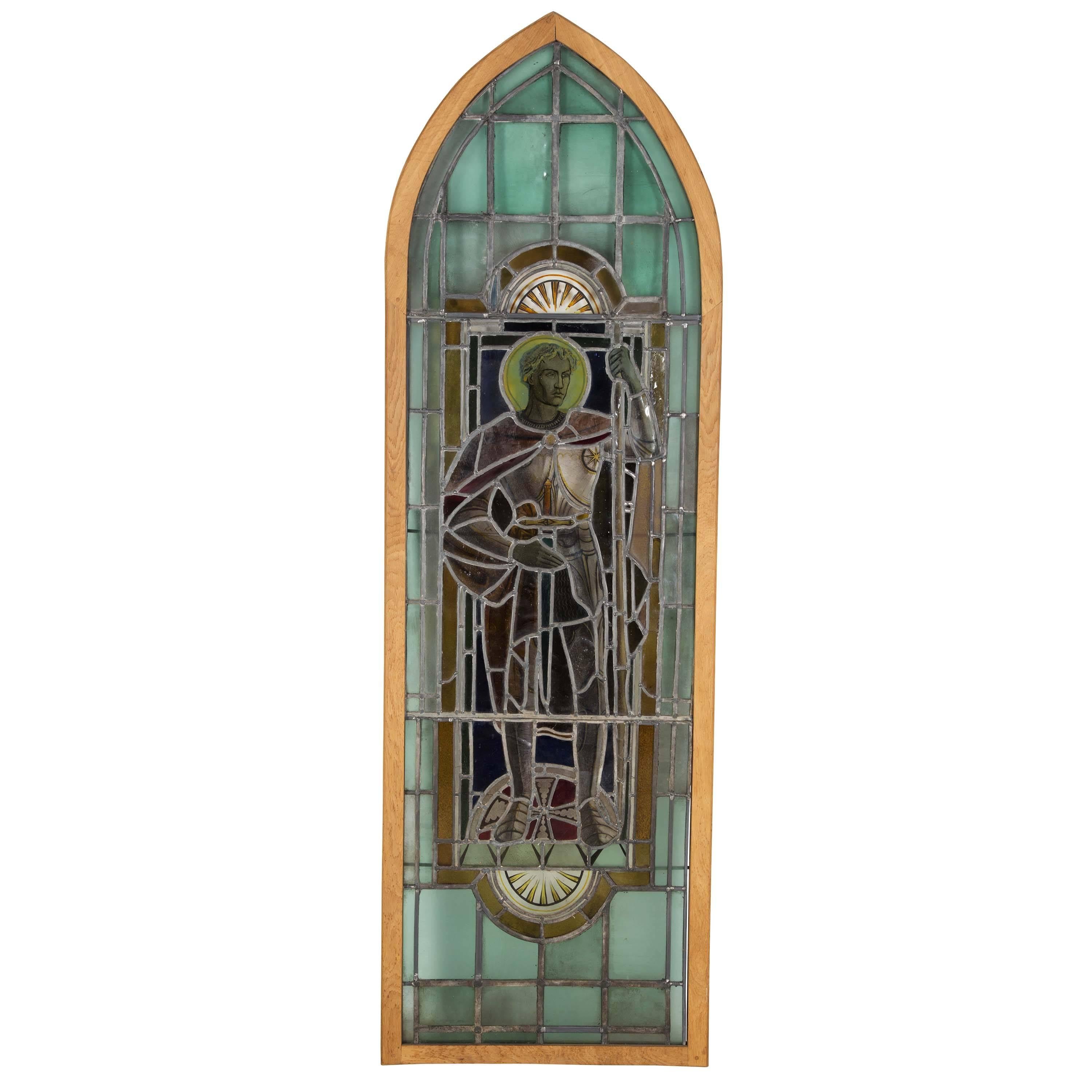 19th Century English Knight Stained Glass