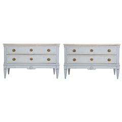 Pair of Gustavian Style Painted Commodes