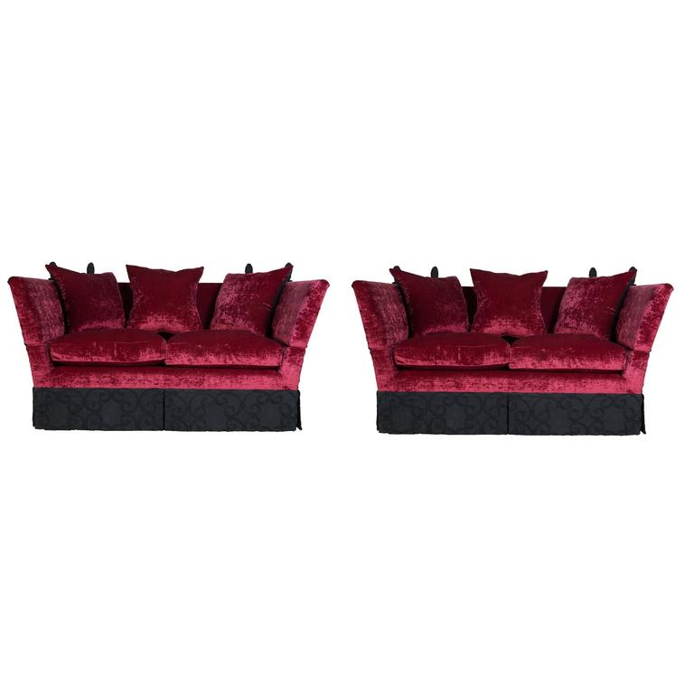 Beautiful Knole Sofa Red Silk Velvet at 1stdibs