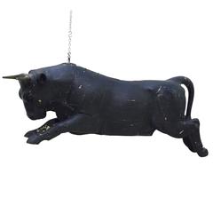 19th Century Large Swiss Folk Art Carving of a Leaping Bull