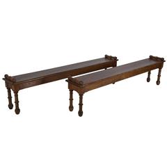 Pair of 19th Century Oak Hall Benches