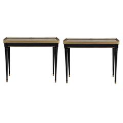 Pair of French Ebonized Sofa or Side Tables, circa 1940s