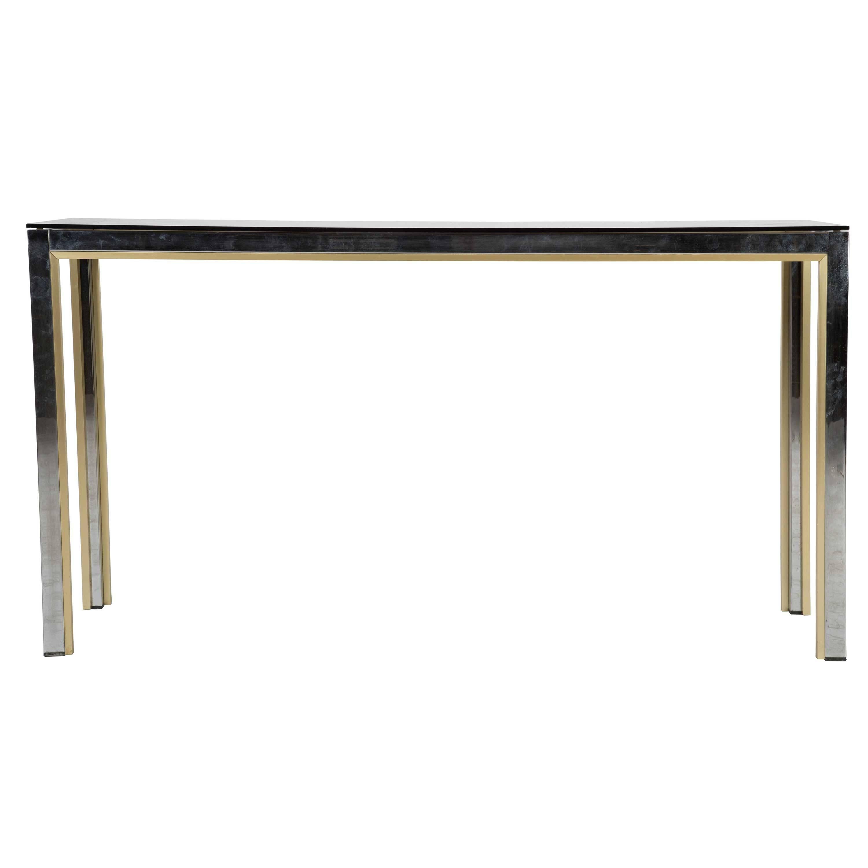 Brass and Chrome Console Table