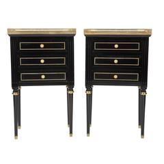 Pair of French Ebonized Bedside Commodes