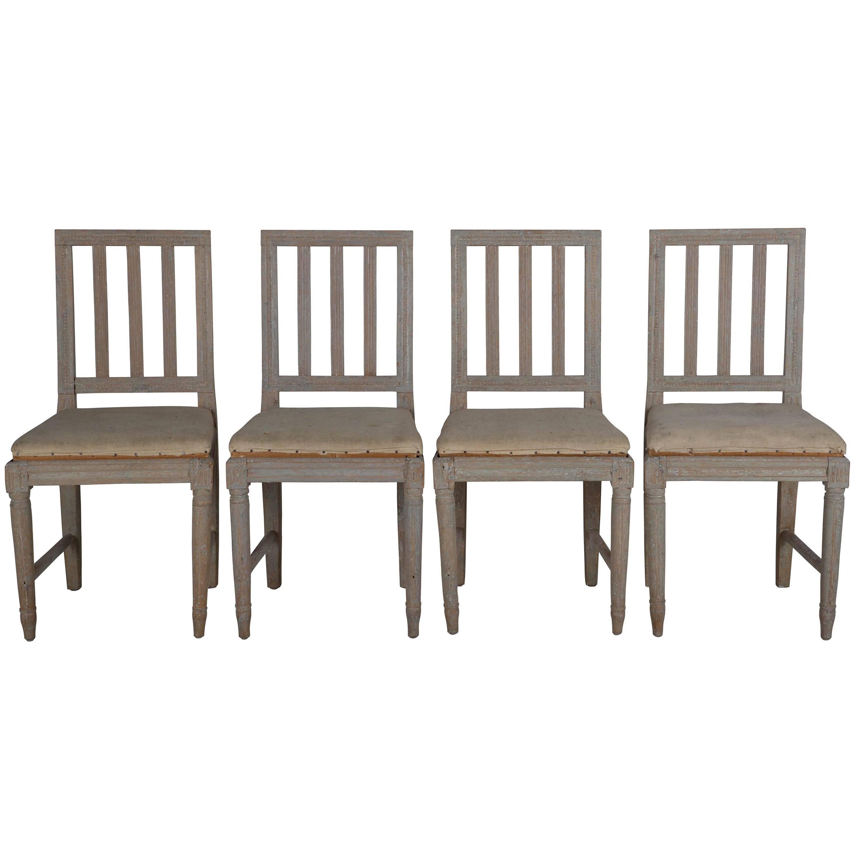 Four Painted Gustavian Dining Chairs