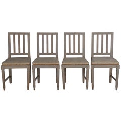 Four Painted Gustavian Dining Chairs