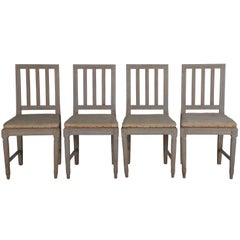 Four Painted Gustavian Dining Chairs