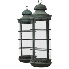 Pair of Bronze Lanterns, circa 1920