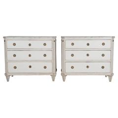 Pair of Gustavian Style Painted Chests