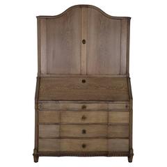 Antique Bleached Oak Bureau Cabinet