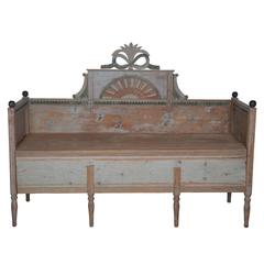 Original Painted Gustavian Bench, Pull Out Bed 12