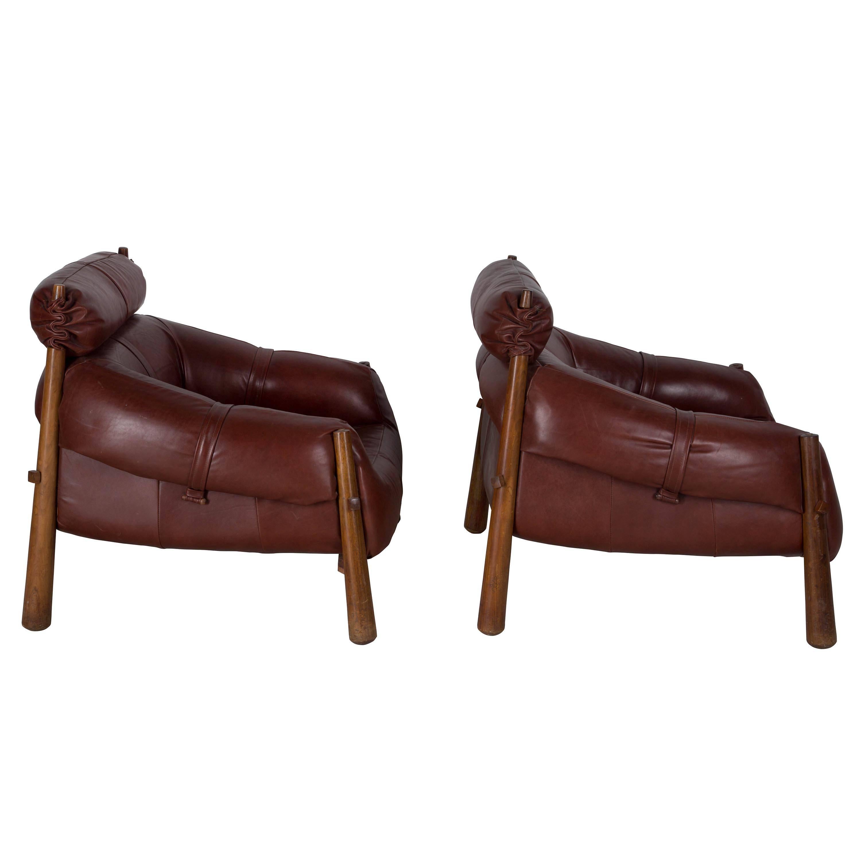 20th Century Brazilian Leather Armchairs