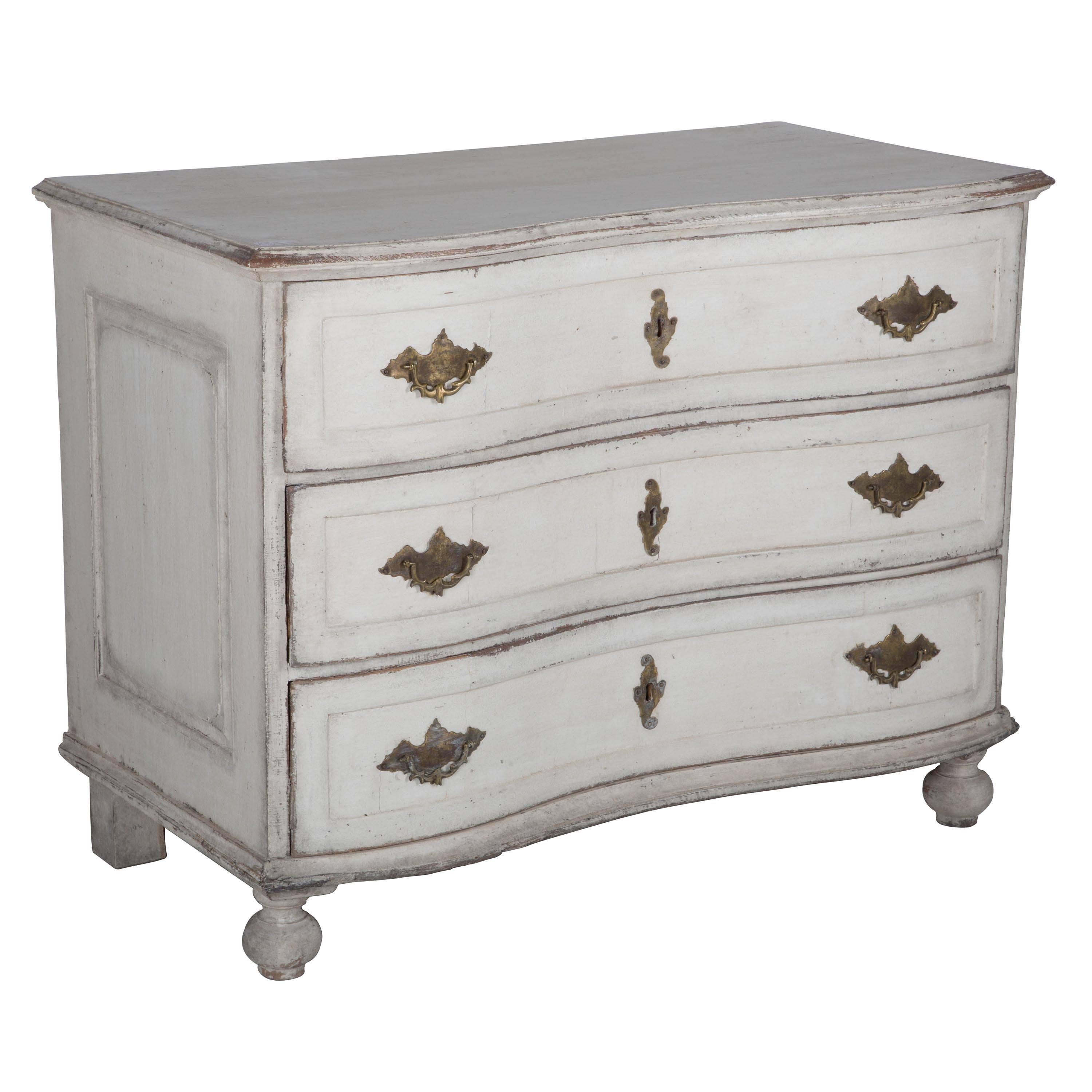 18th century antique painted serpentine commode, 1760.