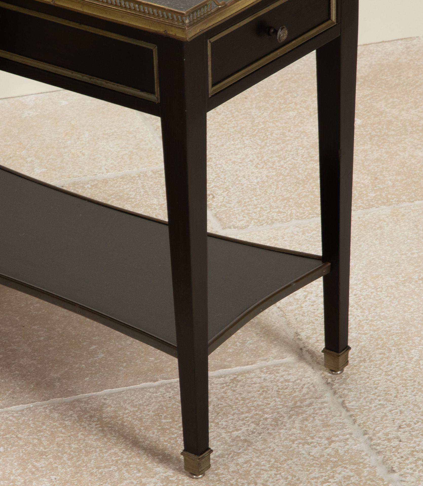 Brass Pair of 20th Century French Ebonised and Marble Side Tables For Sale