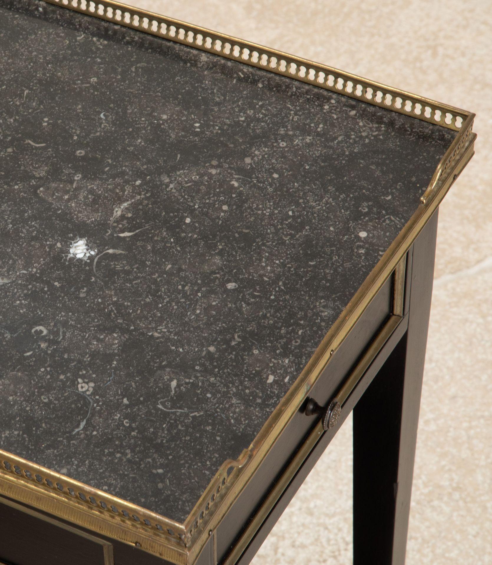 Late 20th Century Pair of 20th Century French Ebonised and Marble Side Tables For Sale