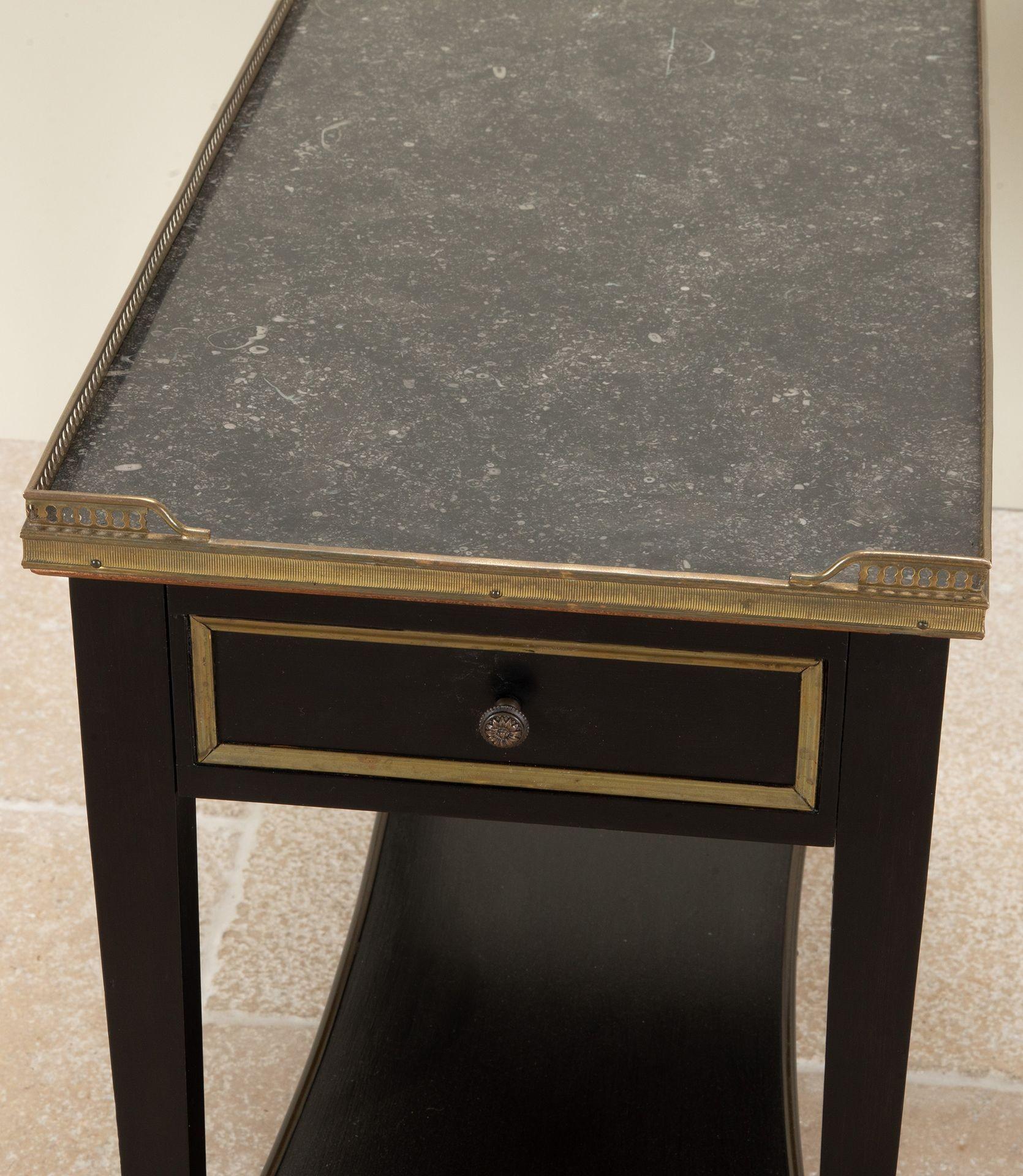 Pair of 20th Century French Ebonised and Marble Side Tables For Sale 1