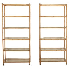 Pair of Grand Scale Mid-Century Italian Bamboo Shelves