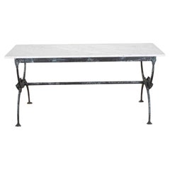 1950s French Iron and Marble Butchers Table