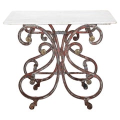19th Century French Butchers Table with Marble Top