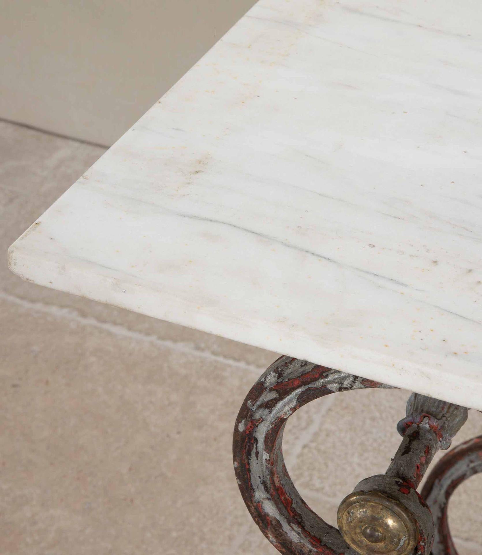 Iron 19th Century French Butchers Table with Marble Top For Sale