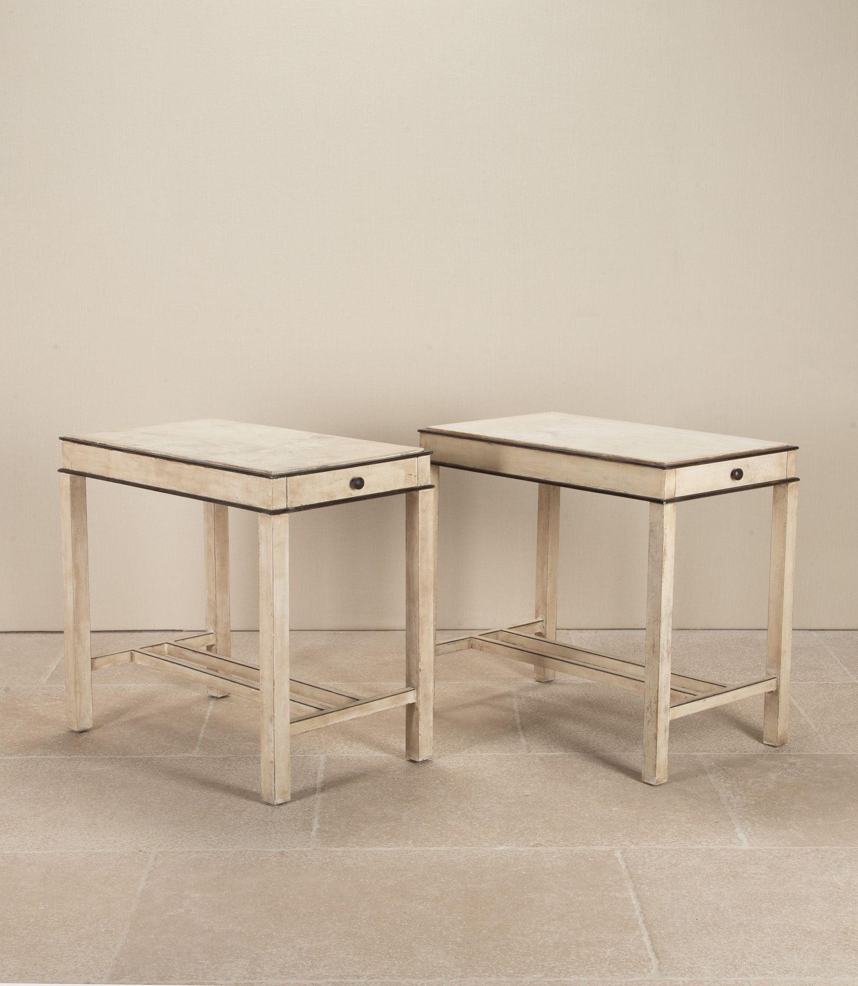 Ebonized Pair of Early 20th Century European Painted Console Tables For Sale