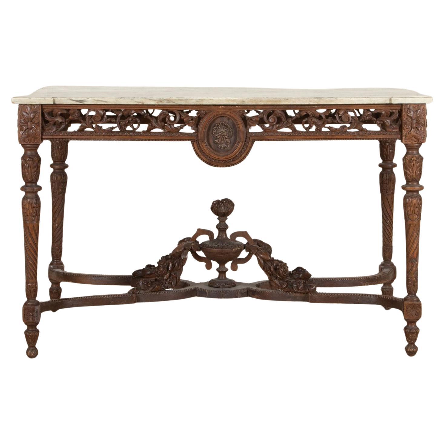 19th Century French Marble Topped Centre Table For Sale