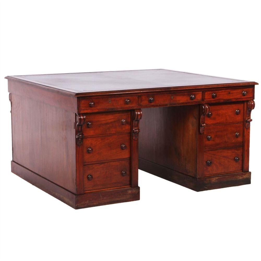 A handsome and well proportioned William IV mahogany partners desk with unusual patent locking mechanism.
Circa 1830.