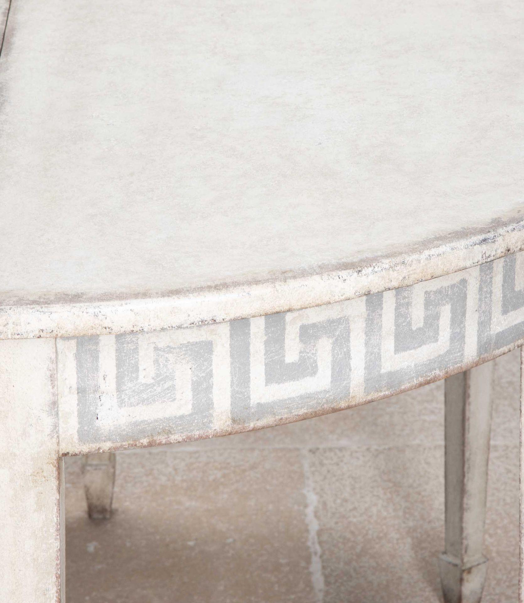 Pair of Late 19th Century Demi Lune Tables with Painted Greek Key Detail For Sale 2